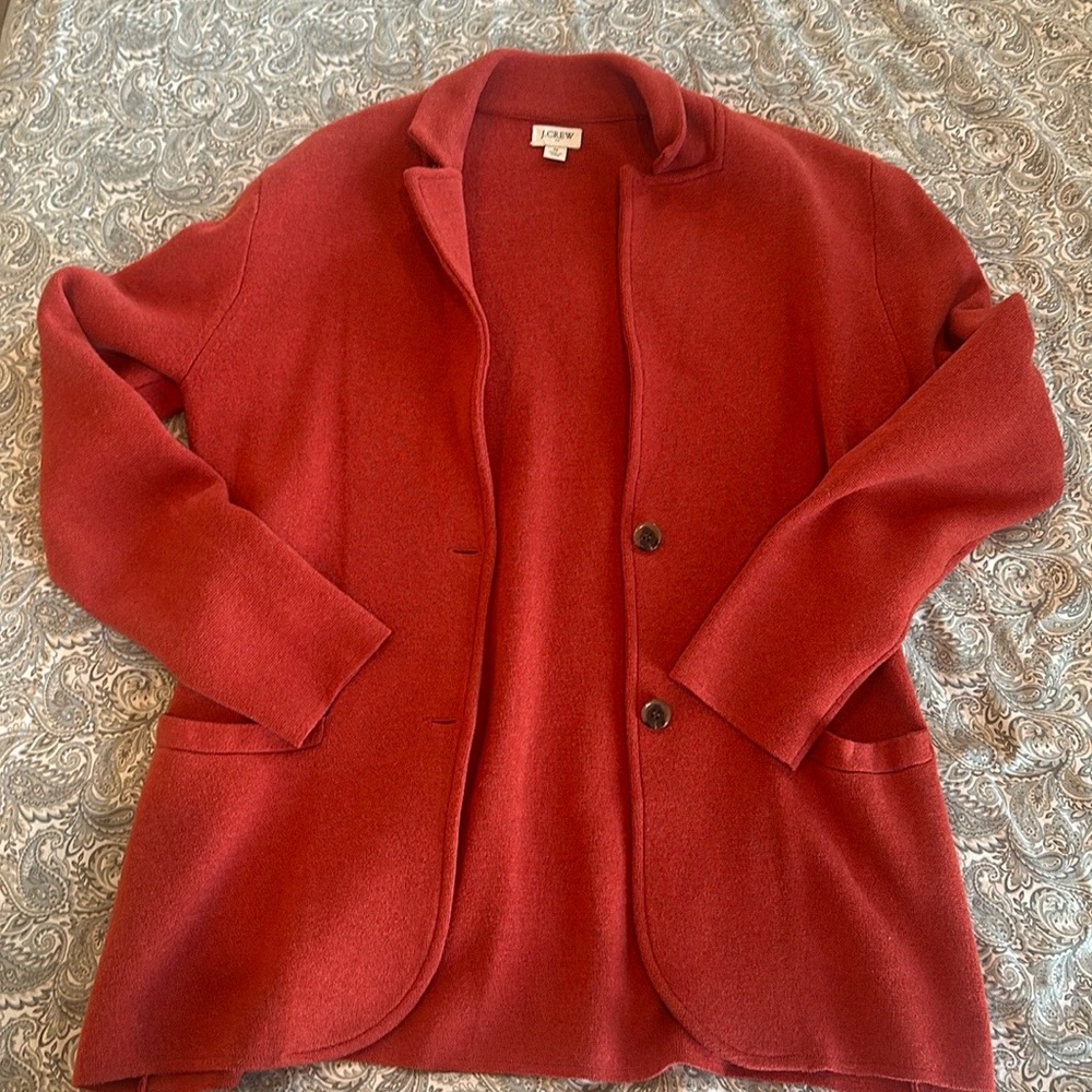 J.Crew Classic Fitted Cotton Sweater Blazer in Heather Brick